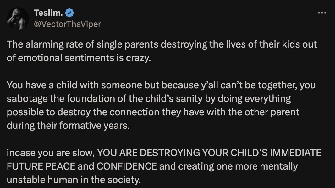 “Single parents creating mentally unstable humans” – Vector laments epidemic